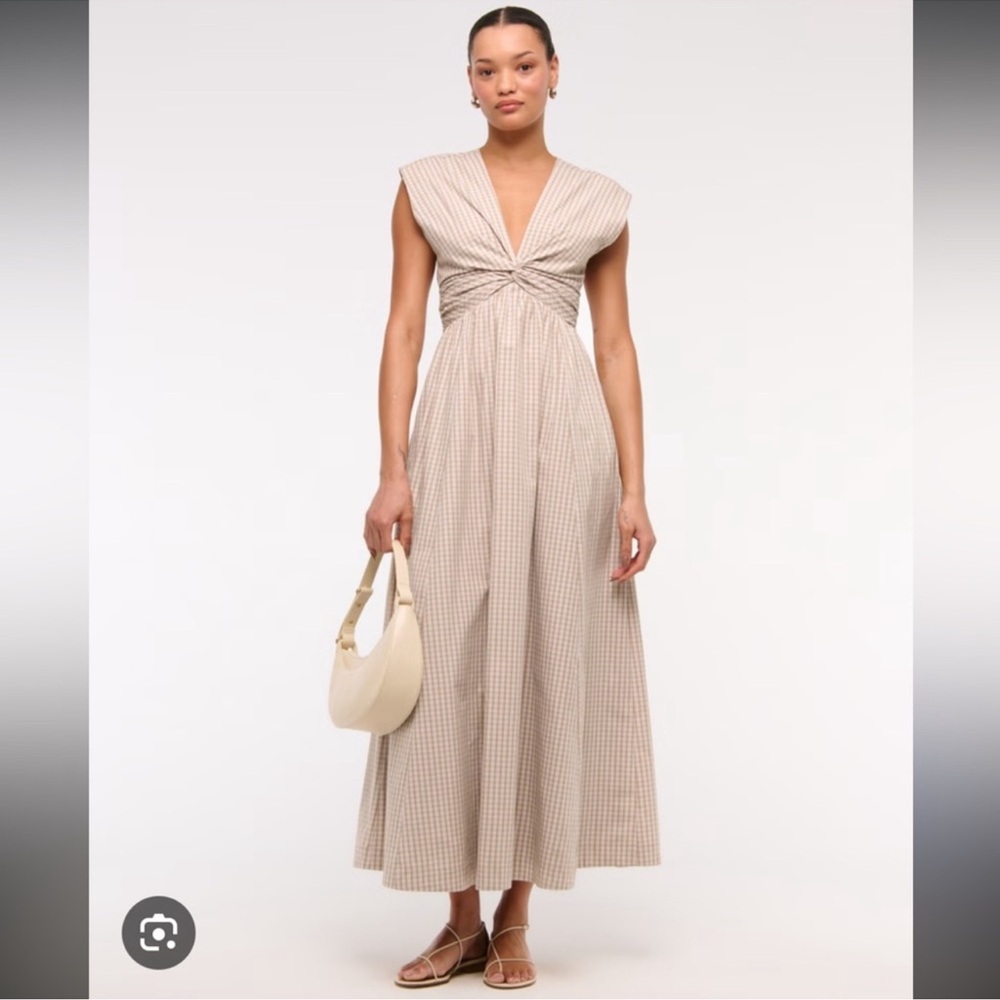 Abercrombie & Fitch Tan Maxi Sundress with Flutter Sleeves